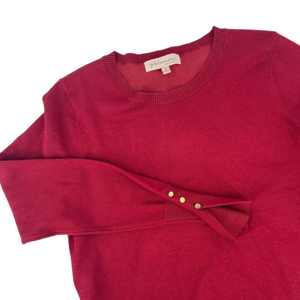 Philosophy Republic Clothing Burgundy‎ Red Button Cuff Crew Neck Sweater Medium